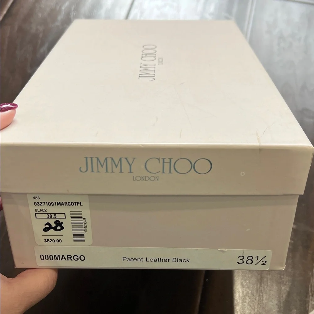 Jimmy Choo Black Patent Leather Heels, size 38.5